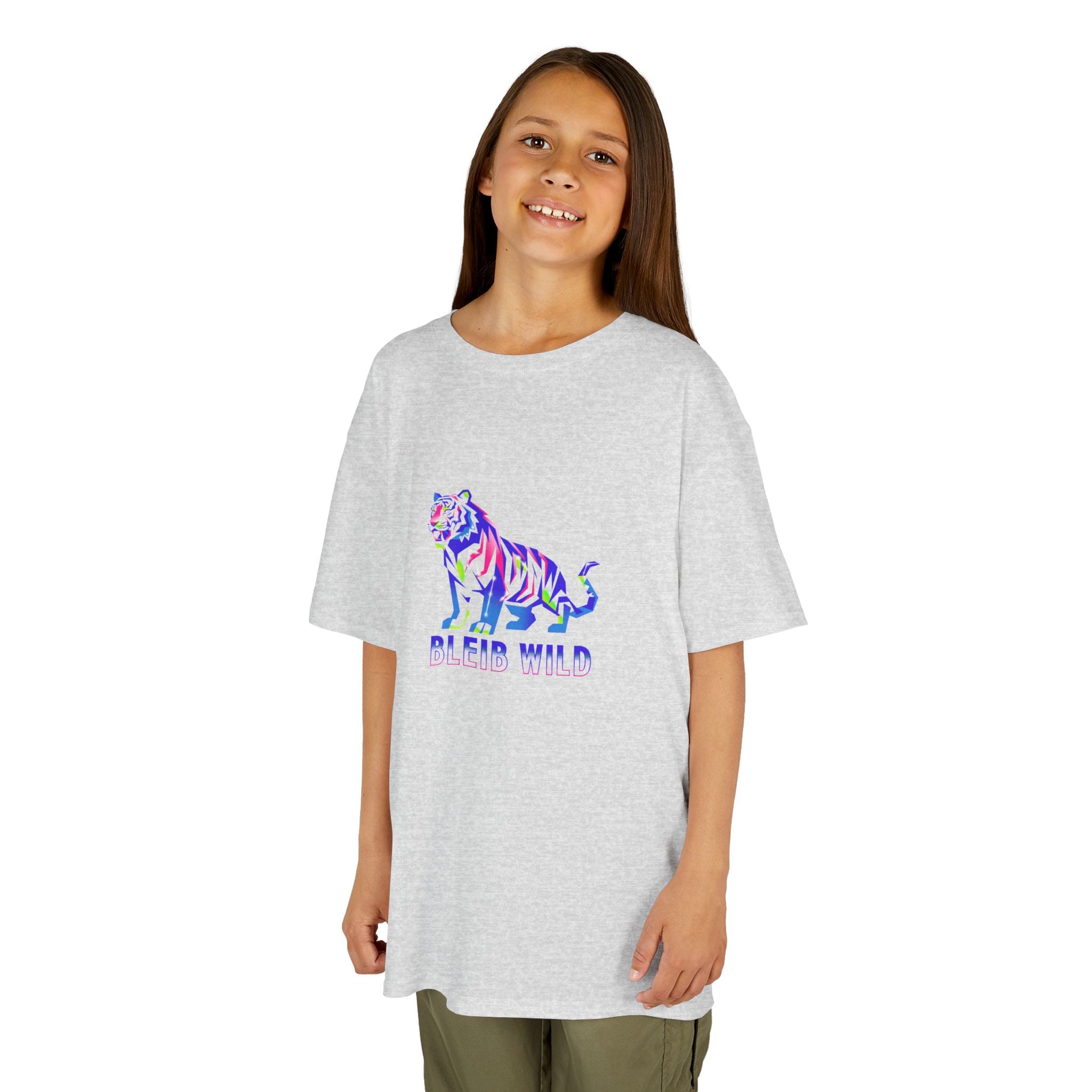 Ýouth Kids Tee — Colorful Tiger "Bleed Wild" Graphic
