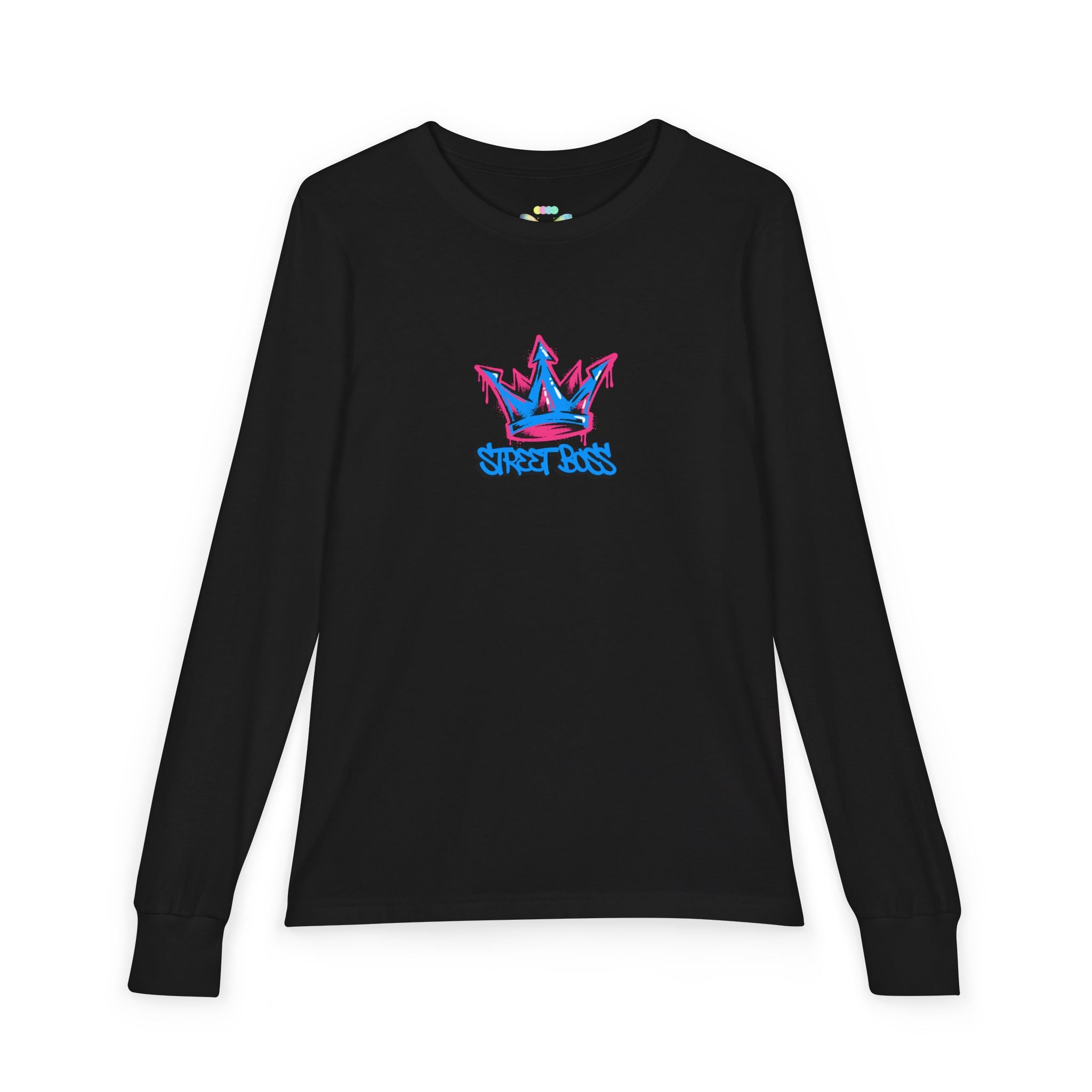 Youth Long Sleeve Tee — Graffiti Crown "Street Boss" Design