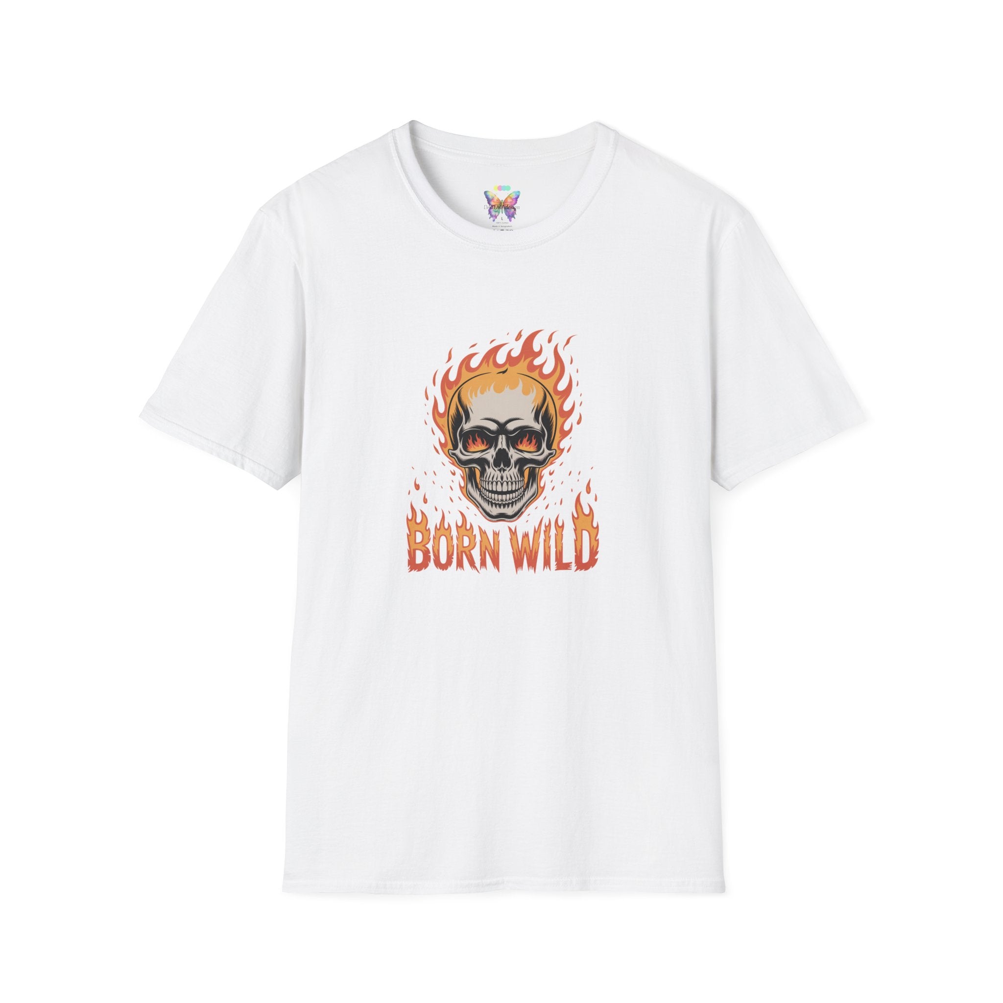 Born Wild Flame Skull T-Shirt