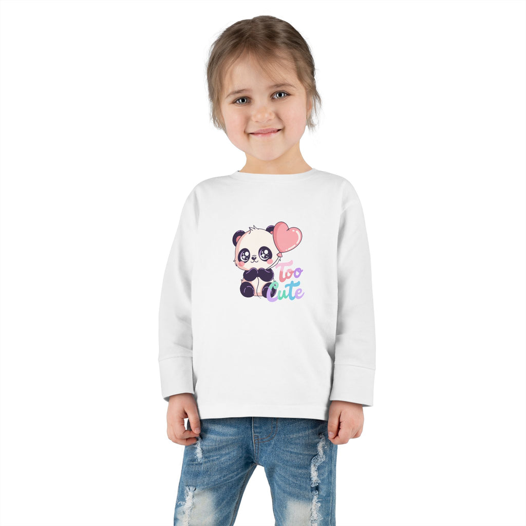 Toddler Tee — "Too Cute" Panda Heart Long-Sleeve