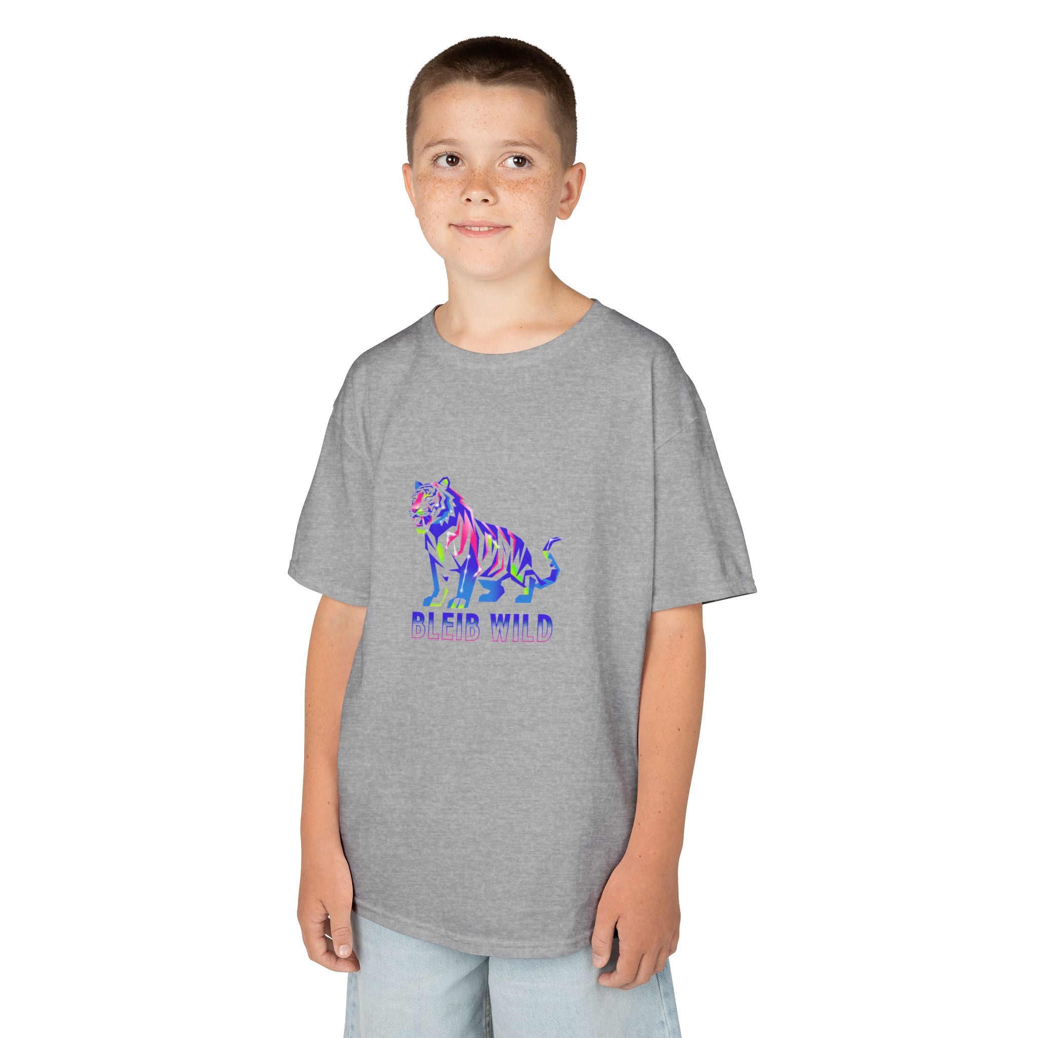 Ýouth Kids Tee — Colorful Tiger "Bleed Wild" Graphic