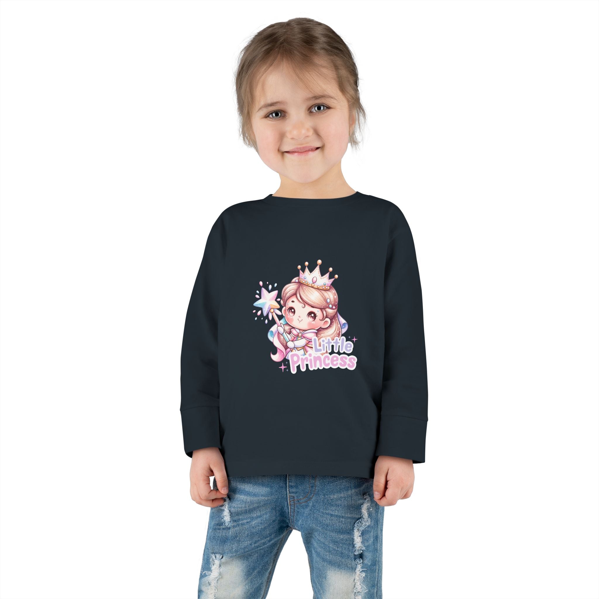 Little Princess Toddler Long Sleeve Tee — Cute Crowned Fairy Design