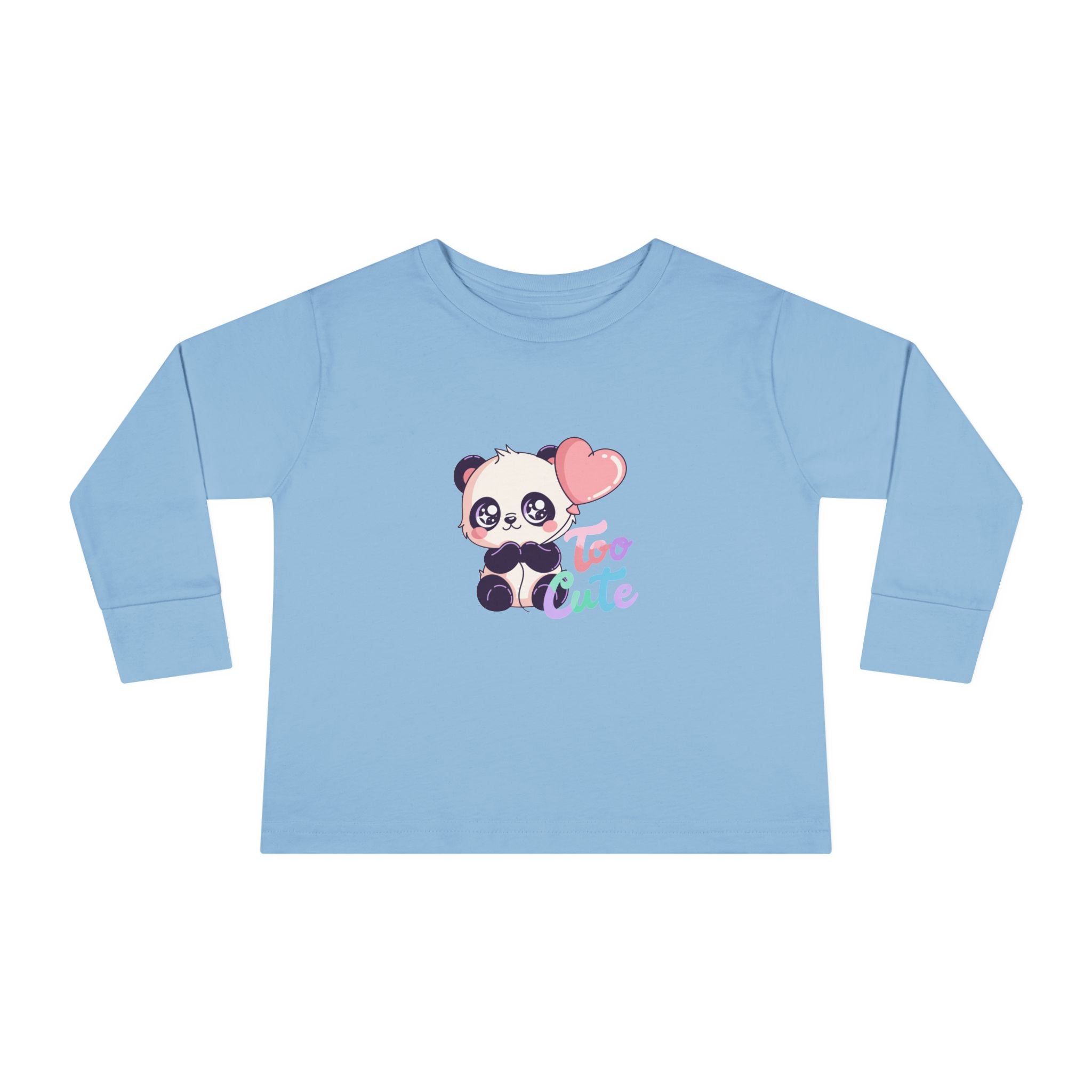 Toddler Tee — "Too Cute" Panda Heart Long-Sleeve