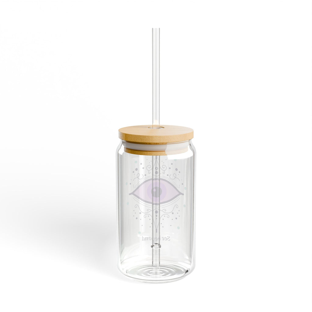 See Beyond 470ml Glass — Purple Mystic Eye Tumbler with Bamboo Lid