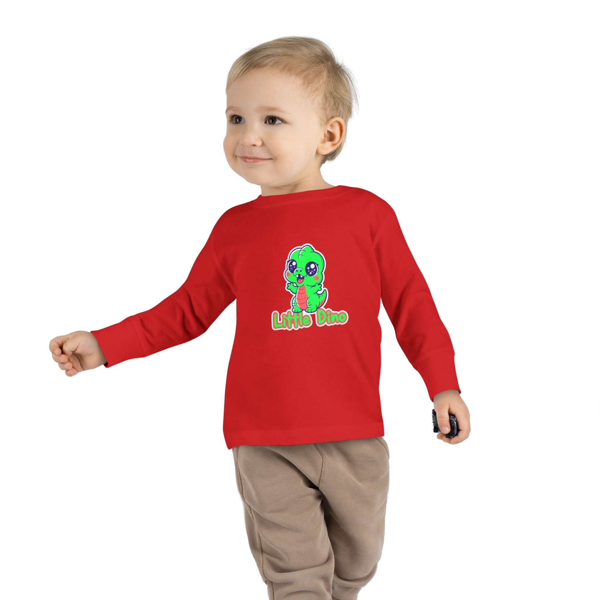 Toddler Tee — Cute Green “Little Dino” Graphic Long Sleeve