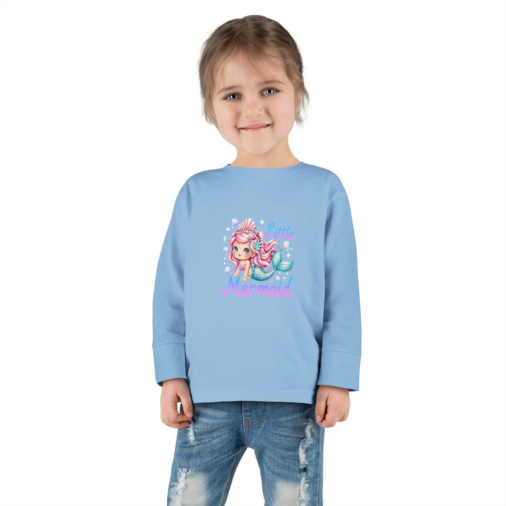 Little Mermaid Toddler Long Sleeve Tee — Cute Pink Mermaid Graphic