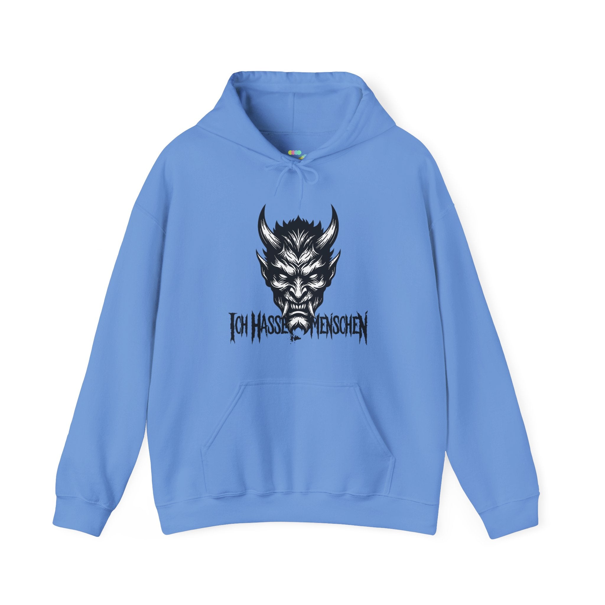 Devil Face Hoodie with 'Ich Hasse Menschen' Gothic Graphic