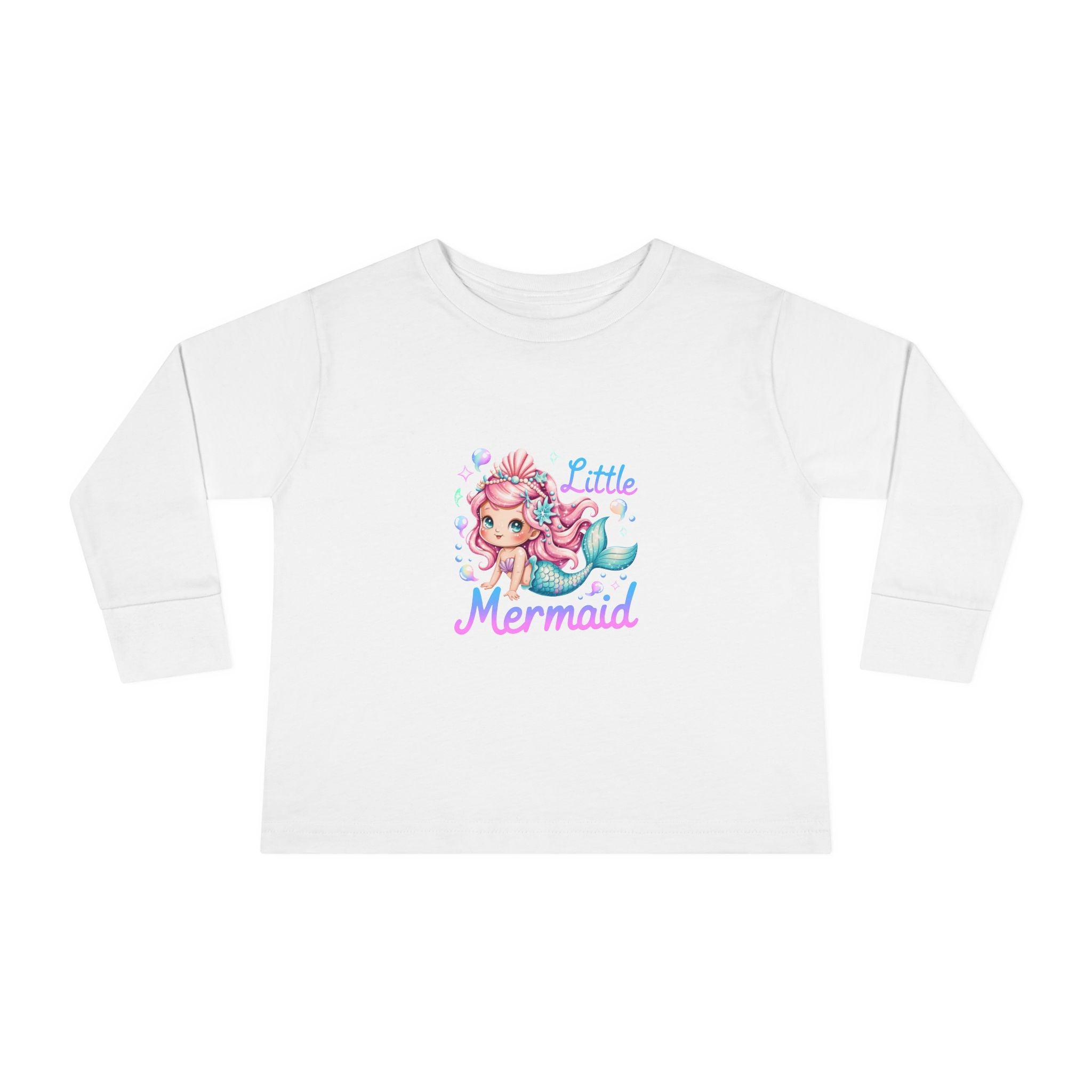 Little Mermaid Toddler Long Sleeve Tee — Cute Pink Mermaid Graphic