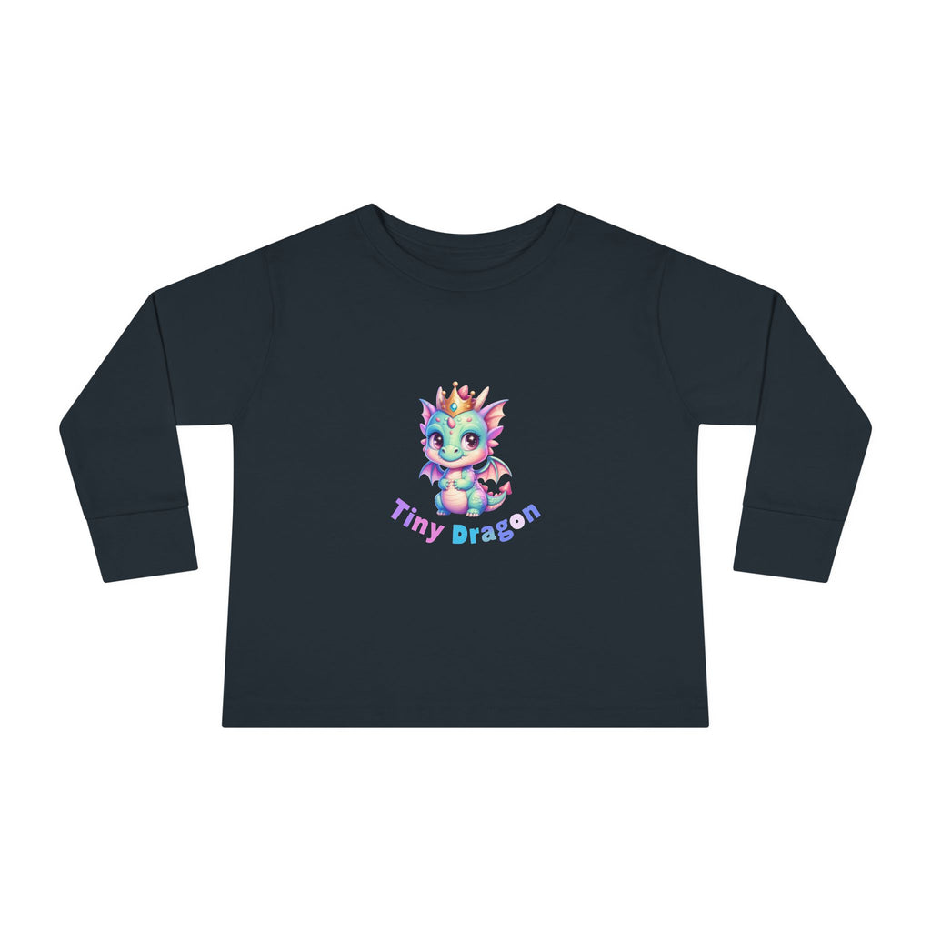 Toddler Long Sleeve Tee - "Tiny Dragon" Cute Pastel Baby Dragon Graphic