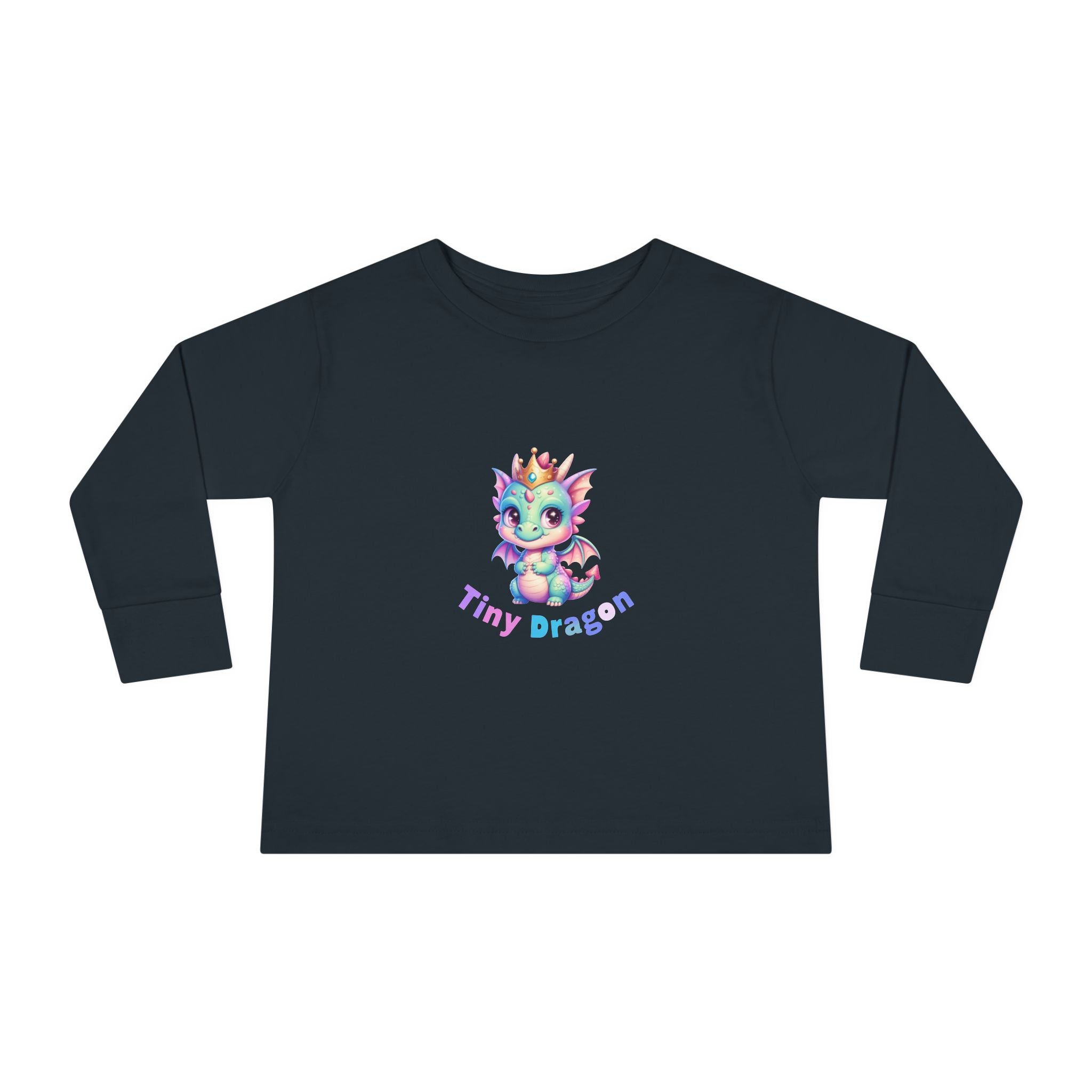 Toddler Long Sleeve Tee - "Tiny Dragon" Cute Pastel Baby Dragon Graphic