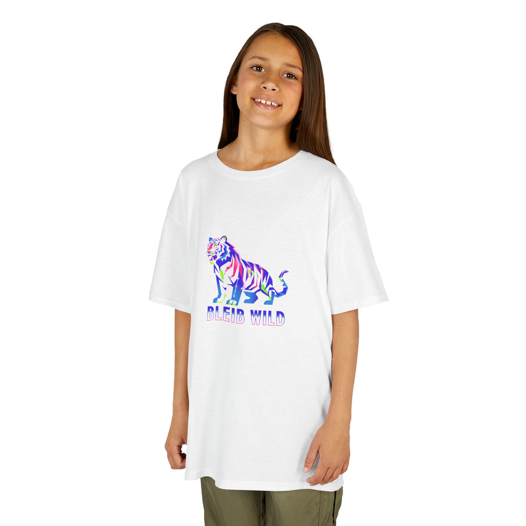 Ýouth Kids Tee — Colorful Tiger "Bleed Wild" Graphic