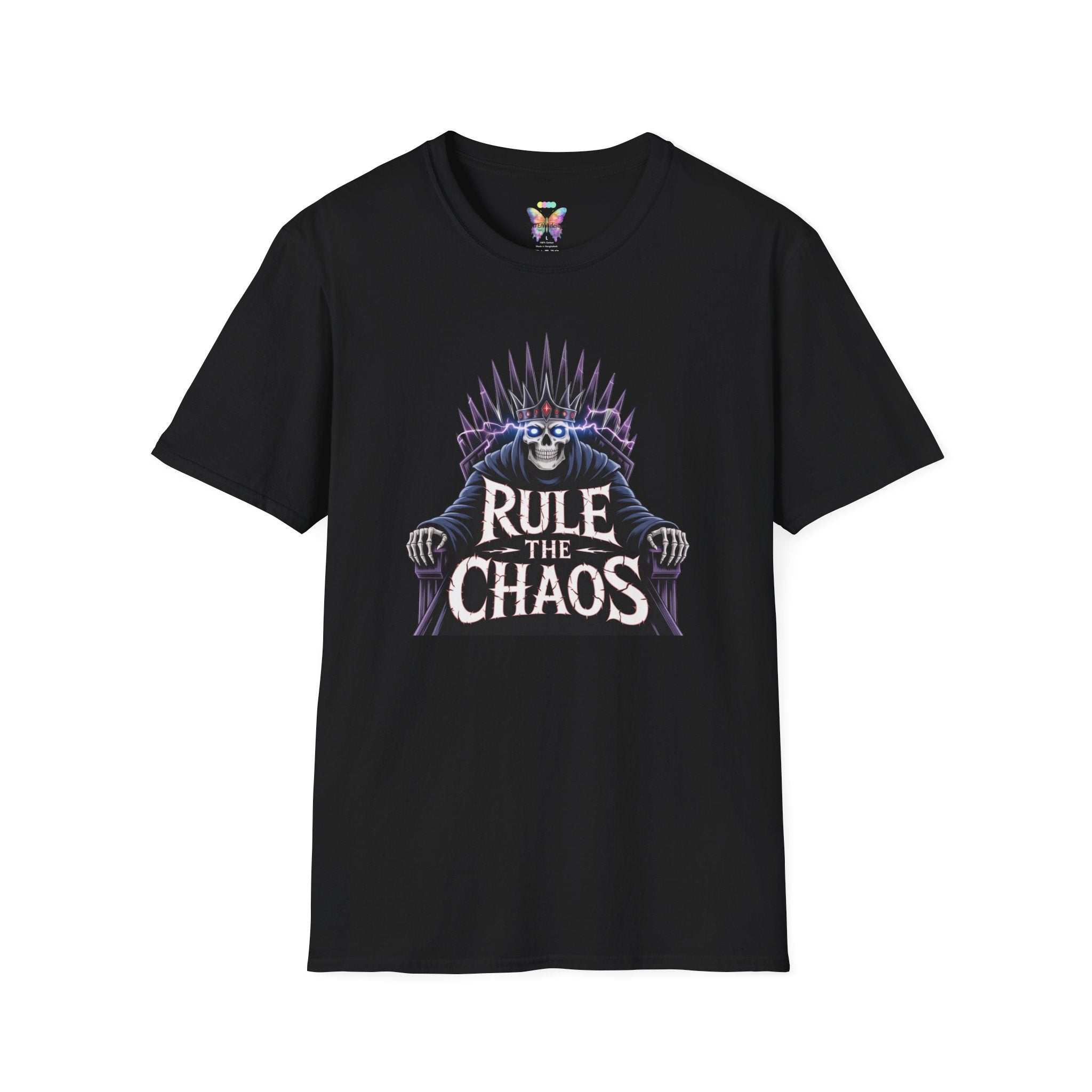 Rule the Chaos T-Shirt — Gothic Skull Throne Graphic Tee