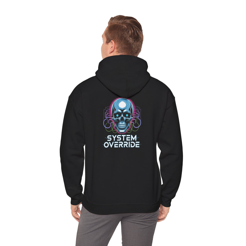 Cyber Skull Hoodie — "System Override" Retro Vaporwave Tech Skull Pullover