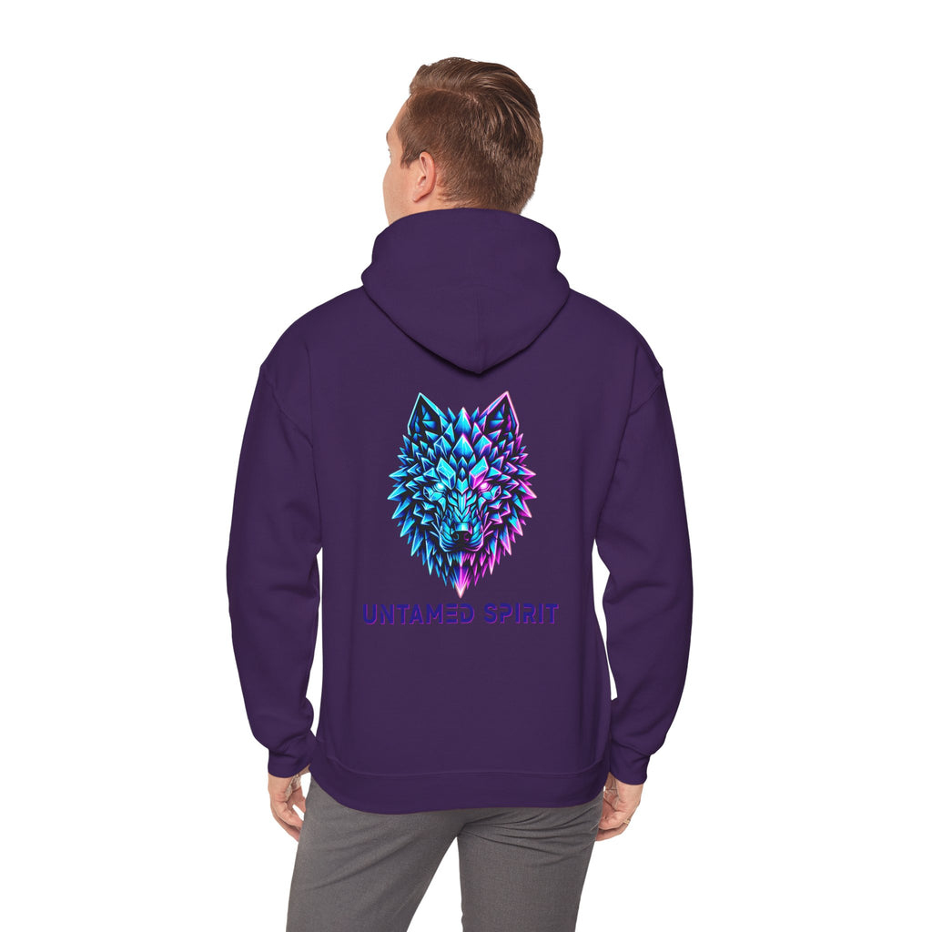 Untamed Spirit Wolf Hoodie — Neon Geometric Wolf Graphic Sweatshirt