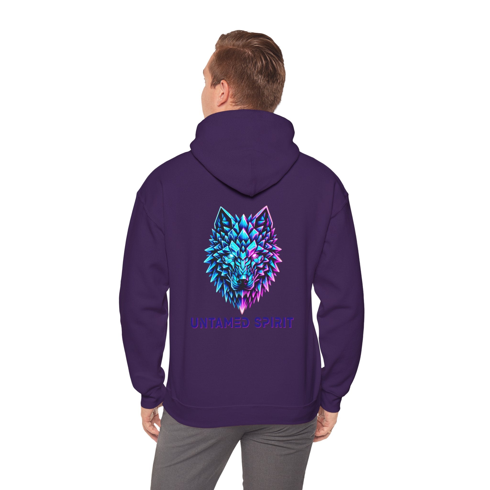 Untamed Spirit Wolf Hoodie — Neon Geometric Wolf Graphic Sweatshirt