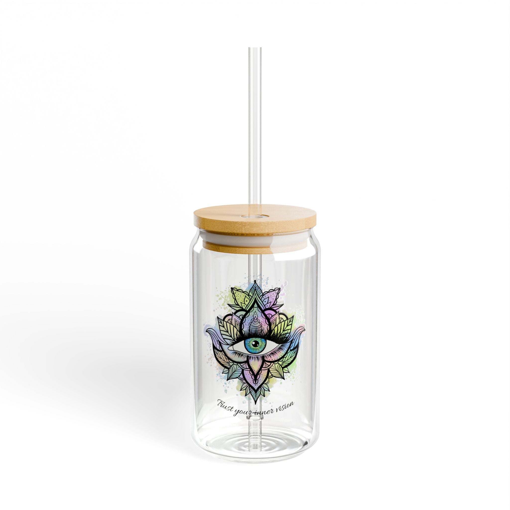 Mystic Eye Lotus Design 470ml Glass