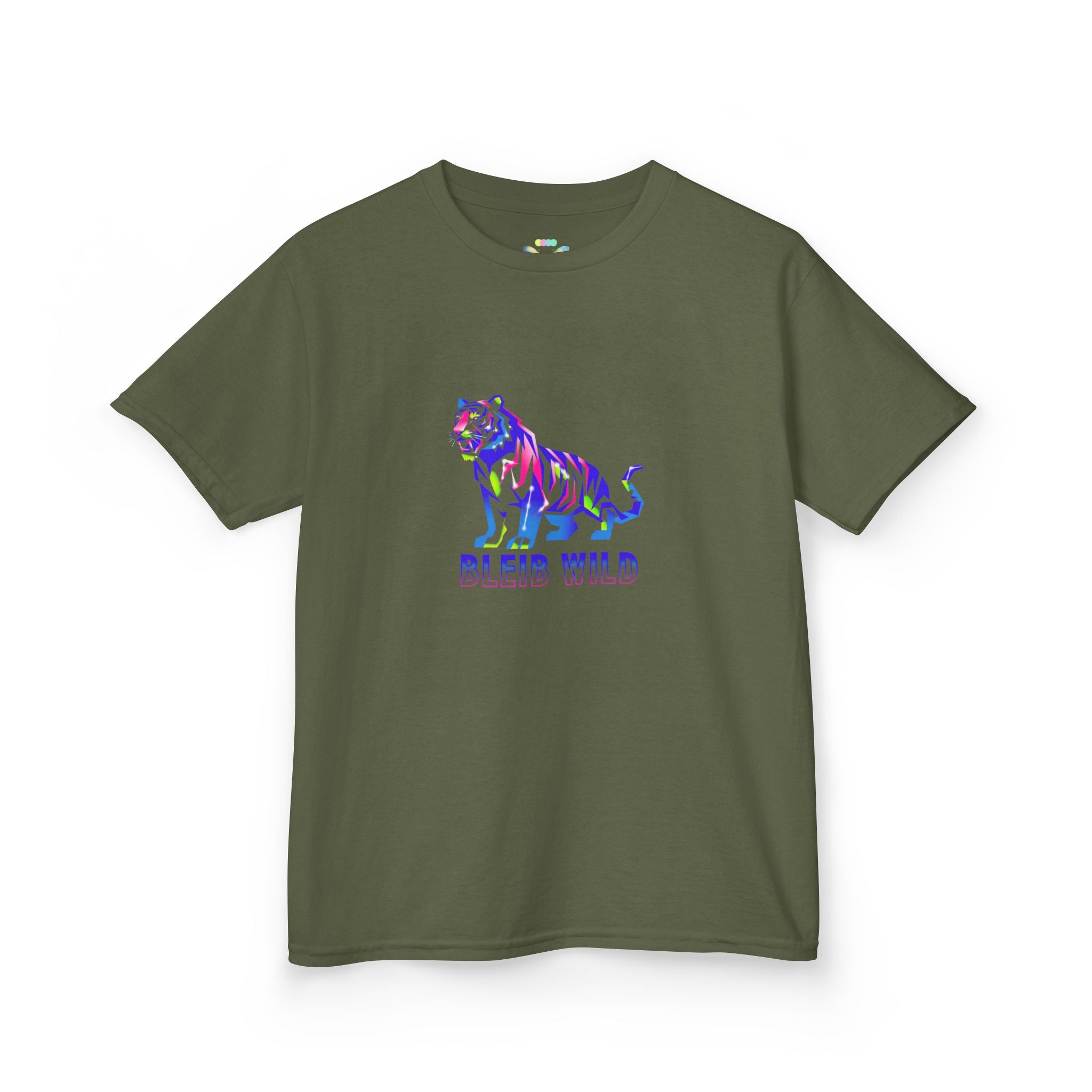 Ýouth Kids Tee — Colorful Tiger "Bleed Wild" Graphic