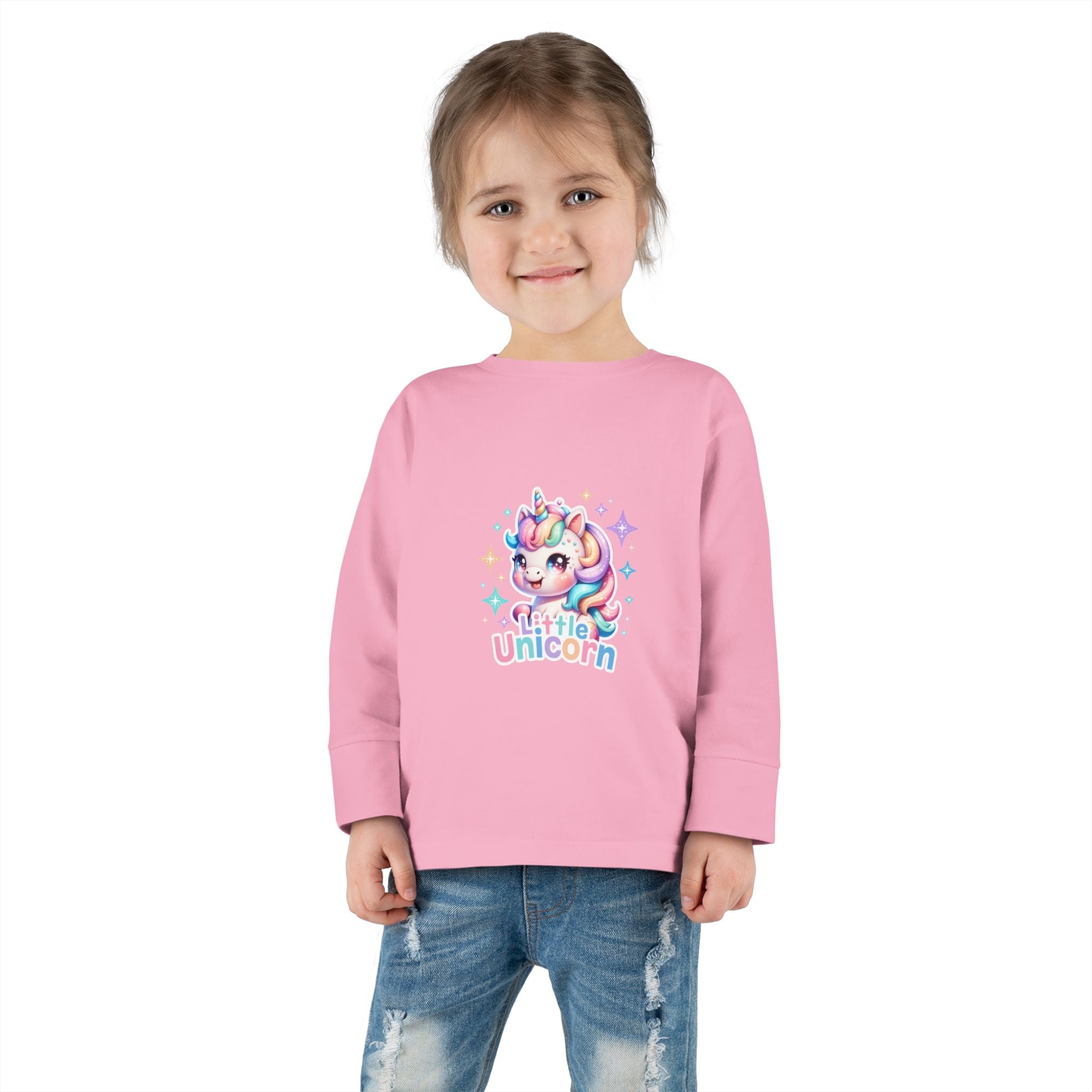 Toddler Long Sleeve Tee - Little Unicorn Cute Rainbow Graphic