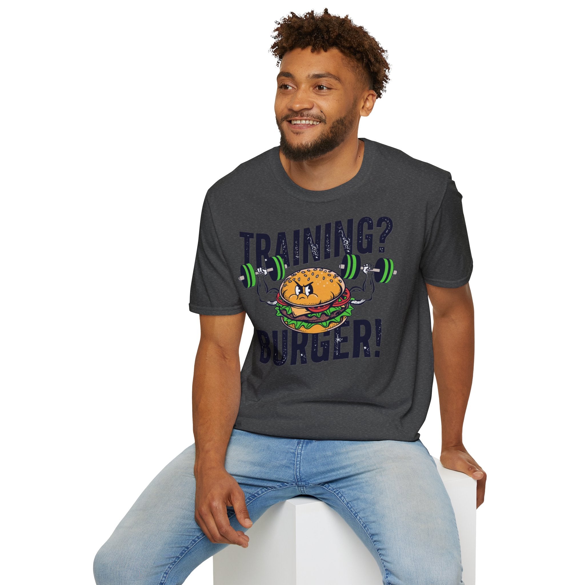 Training? Burger! T-Shirt — Funny Gym Burger Workout Tee