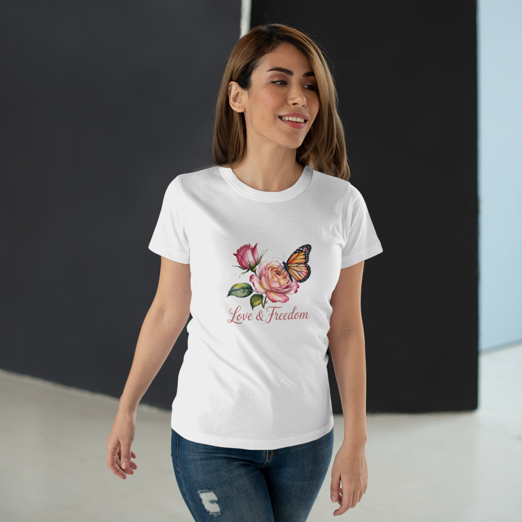 Love & Freedom Floral T-Shirt — Butterfly Rose Women's Tee