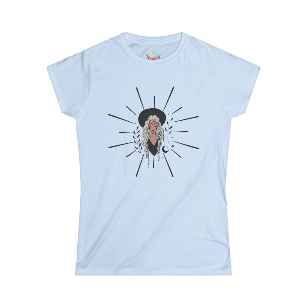 Goth Witch Graphic Tee — Mystic Woman Illustration T-Shirt