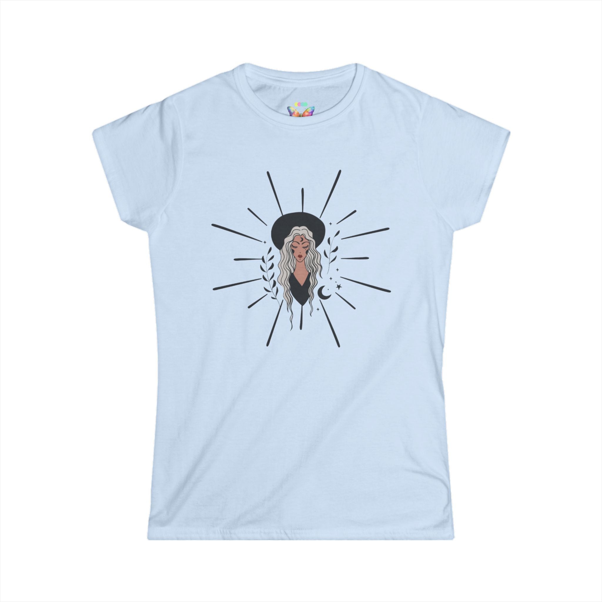 Goth Witch Graphic Tee — Mystic Woman Illustration T-Shirt