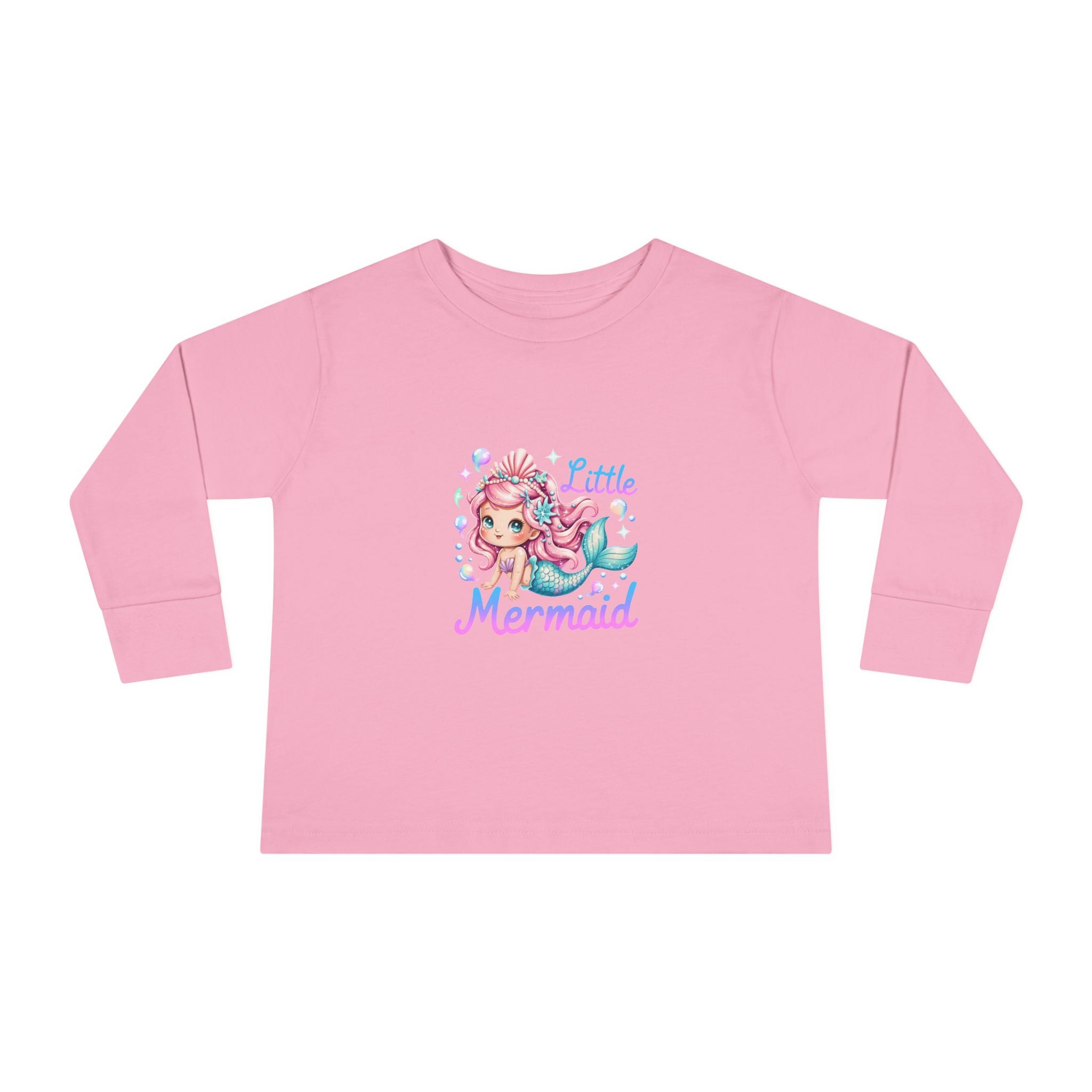 Little Mermaid Toddler Long Sleeve Tee — Cute Pink Mermaid Graphic