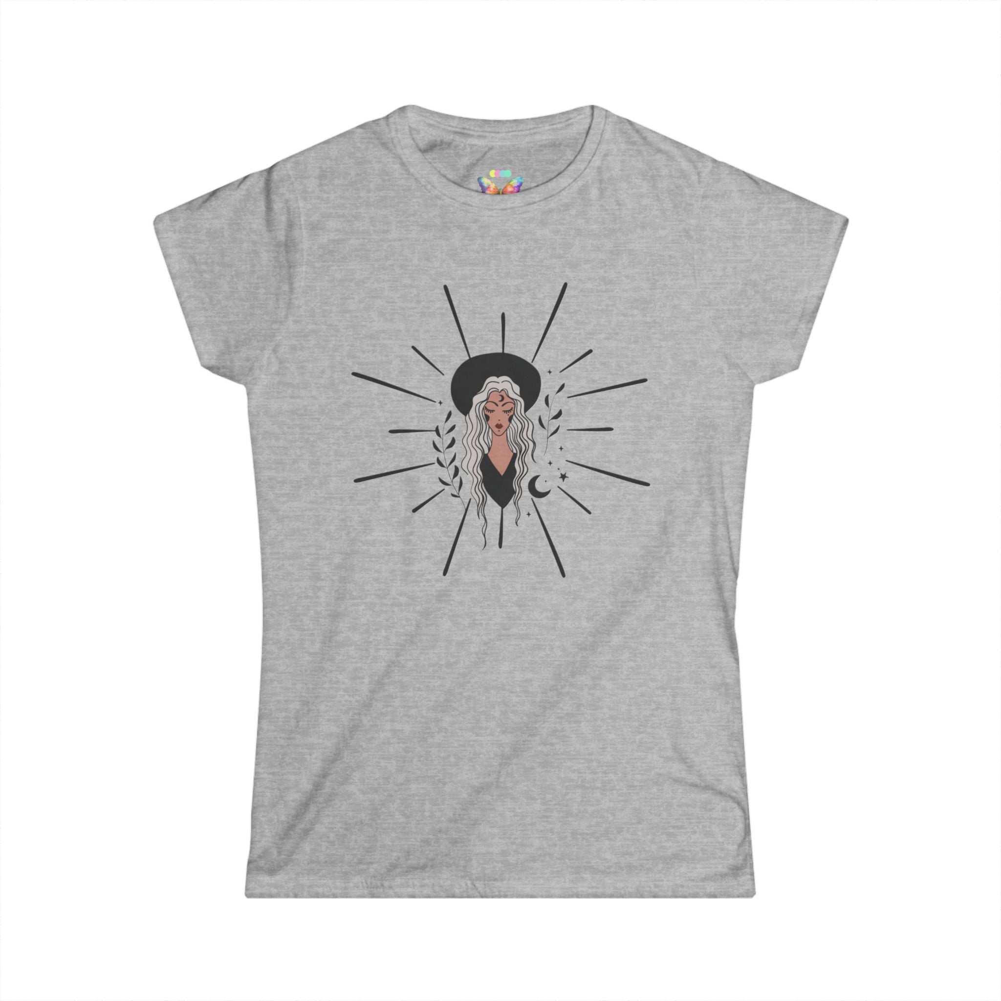 Goth Witch Graphic Tee — Mystic Woman Illustration T-Shirt