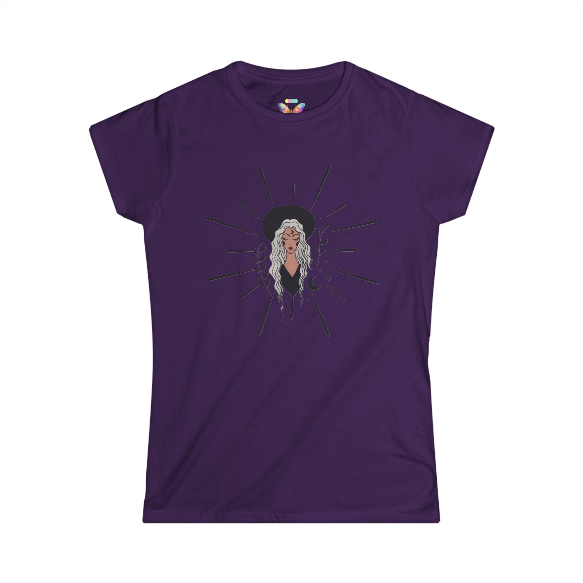 Goth Witch Graphic Tee — Mystic Woman Illustration T-Shirt