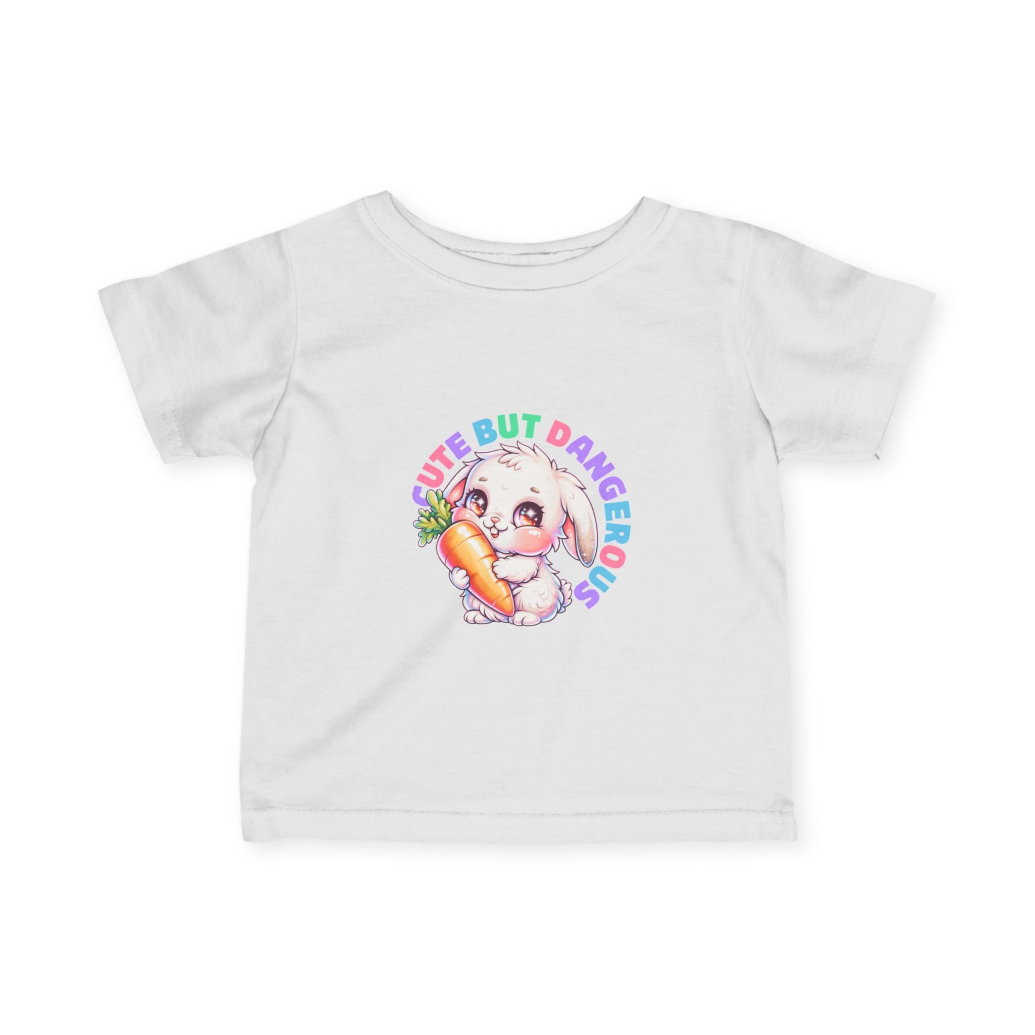 "Cute But Dangerous" Bunny Carrot Graphic Baby Shirt