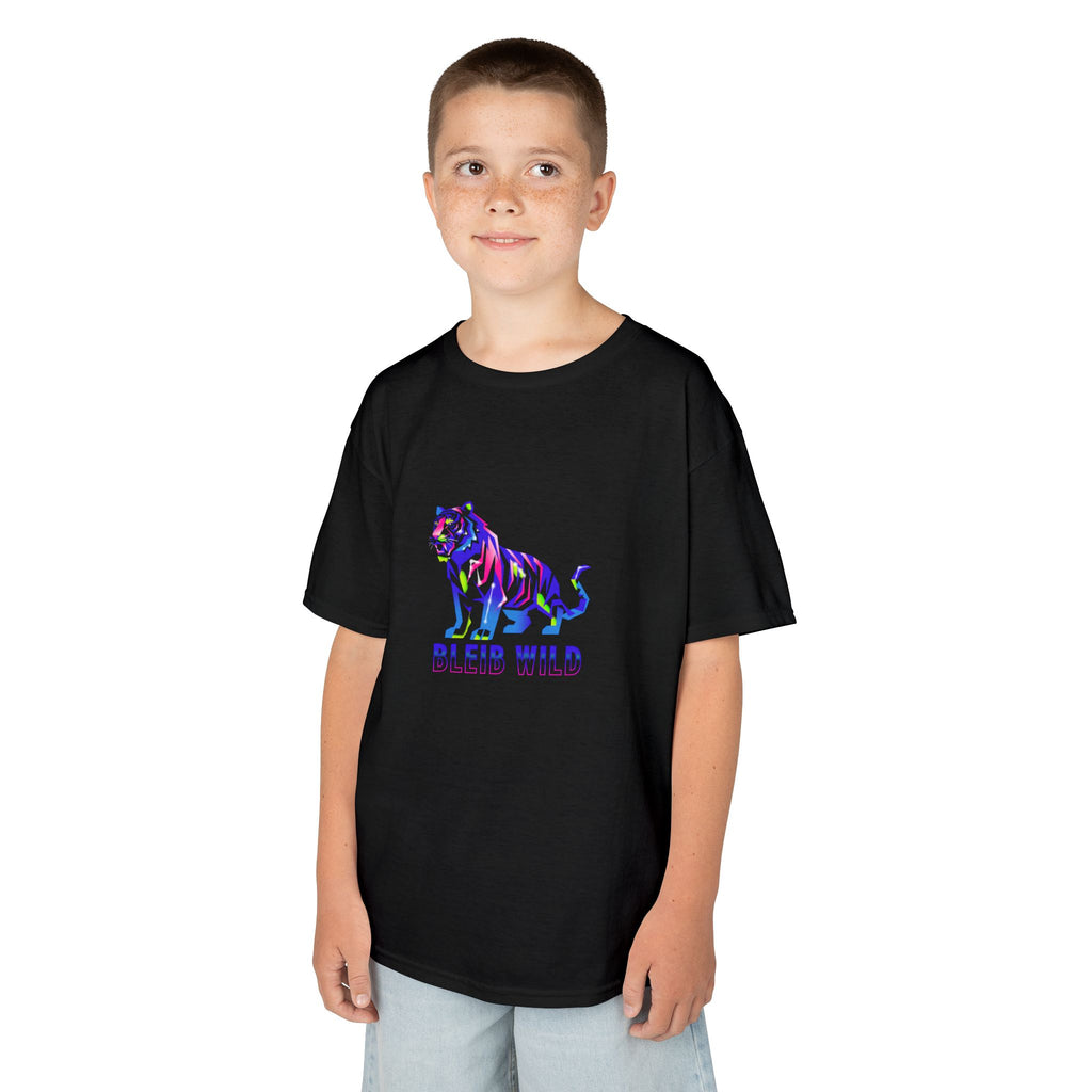 Ýouth Kids Tee — Colorful Tiger "Bleed Wild" Graphic