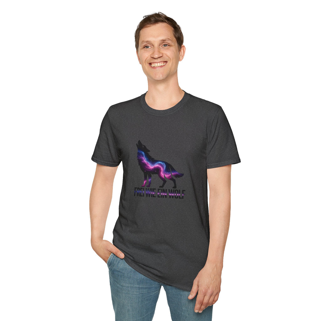 Wolf T-Shirt — 'Frei wie ein Wolf' Galaxy Silhouette Tee