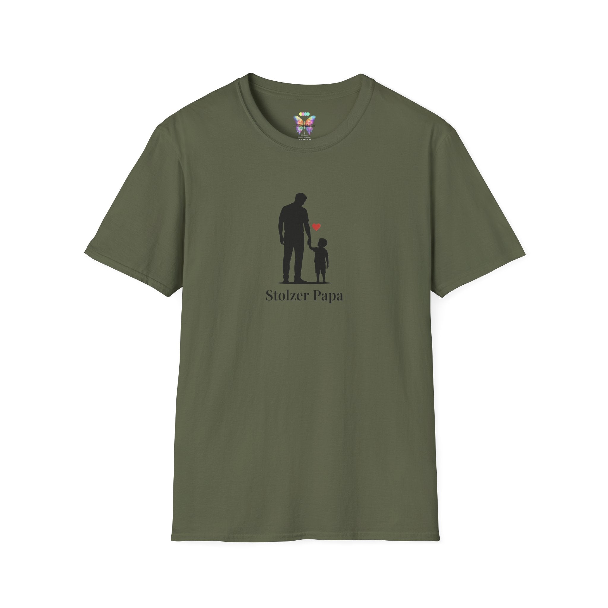 Stolzer Papa T‑Shirt — Father and Child Silhouette Dad Tee