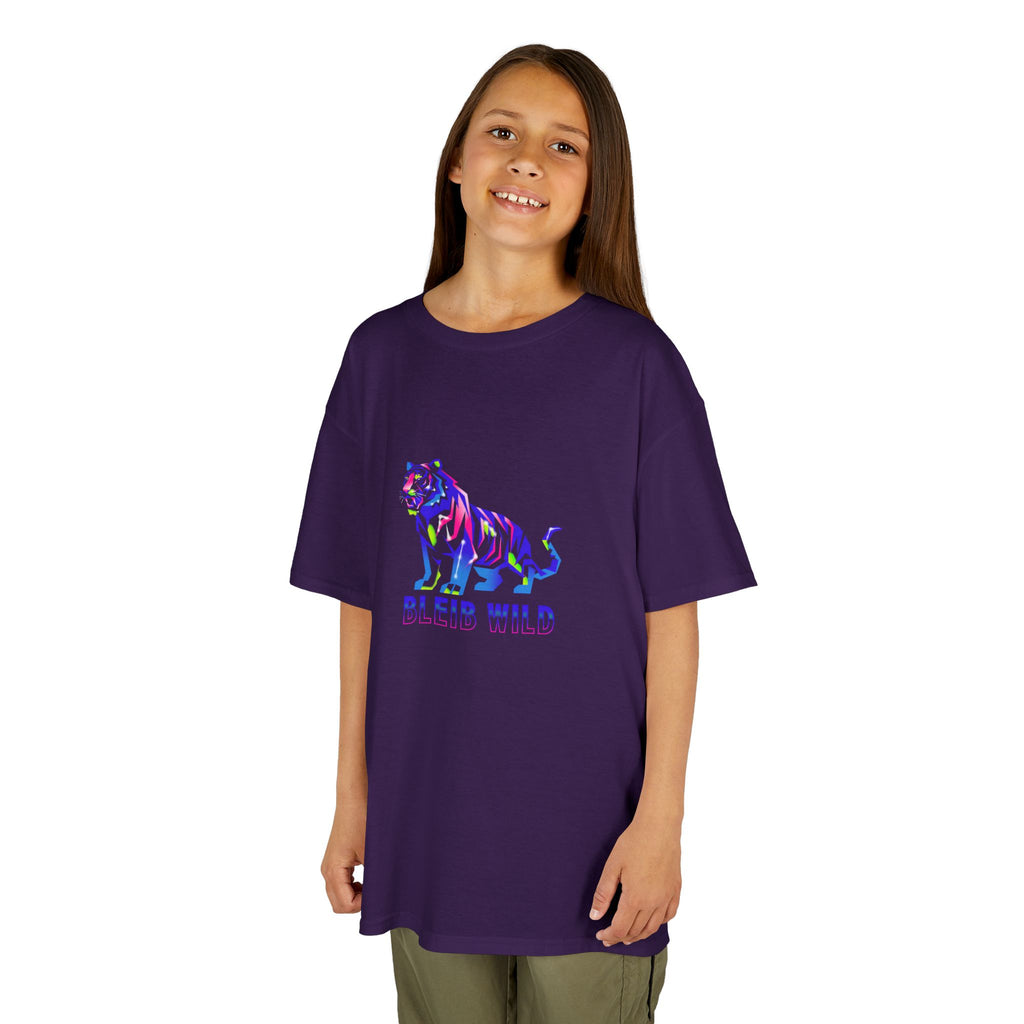 Ýouth Kids Tee — Colorful Tiger "Bleed Wild" Graphic