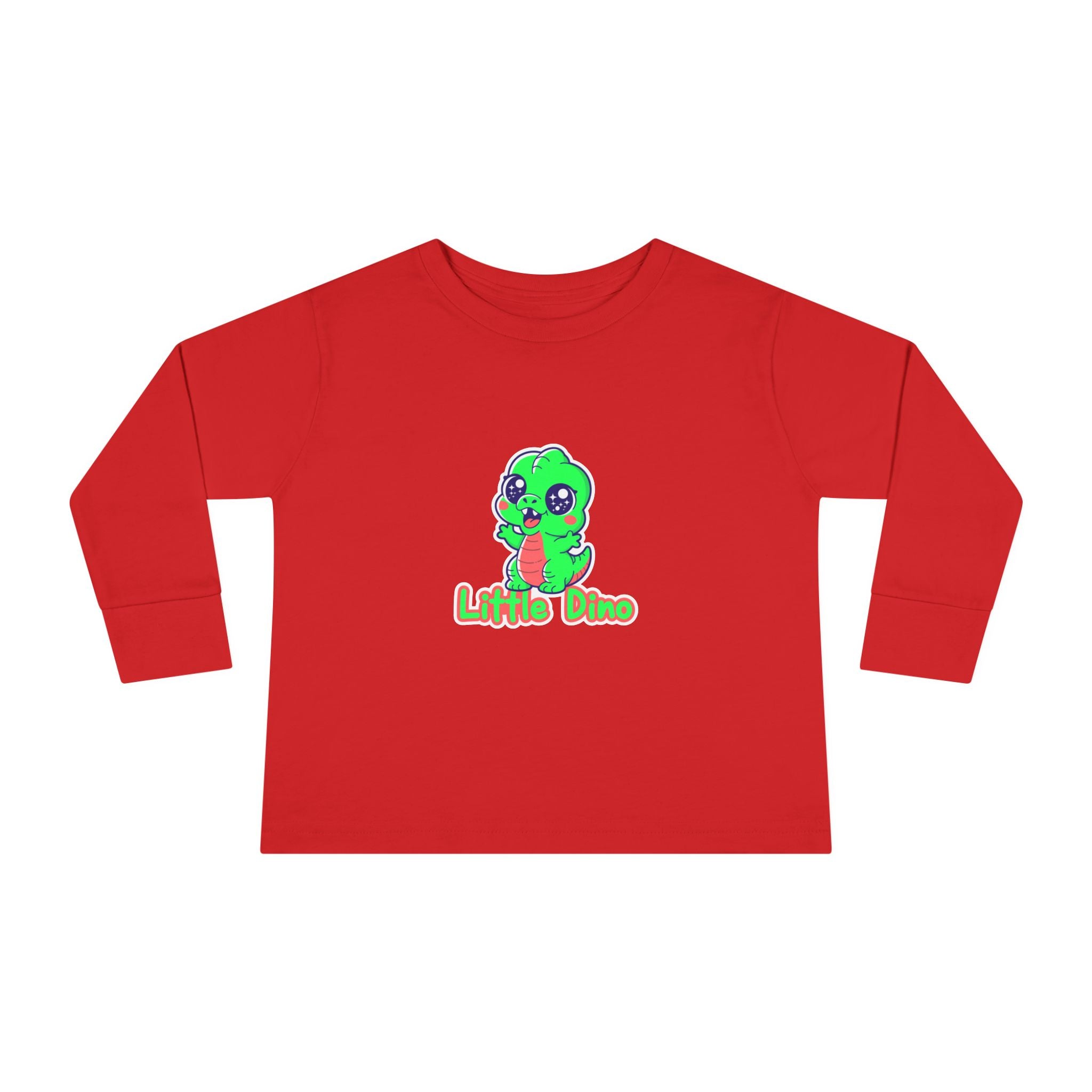 Toddler Tee — Cute Green “Little Dino” Graphic Long Sleeve
