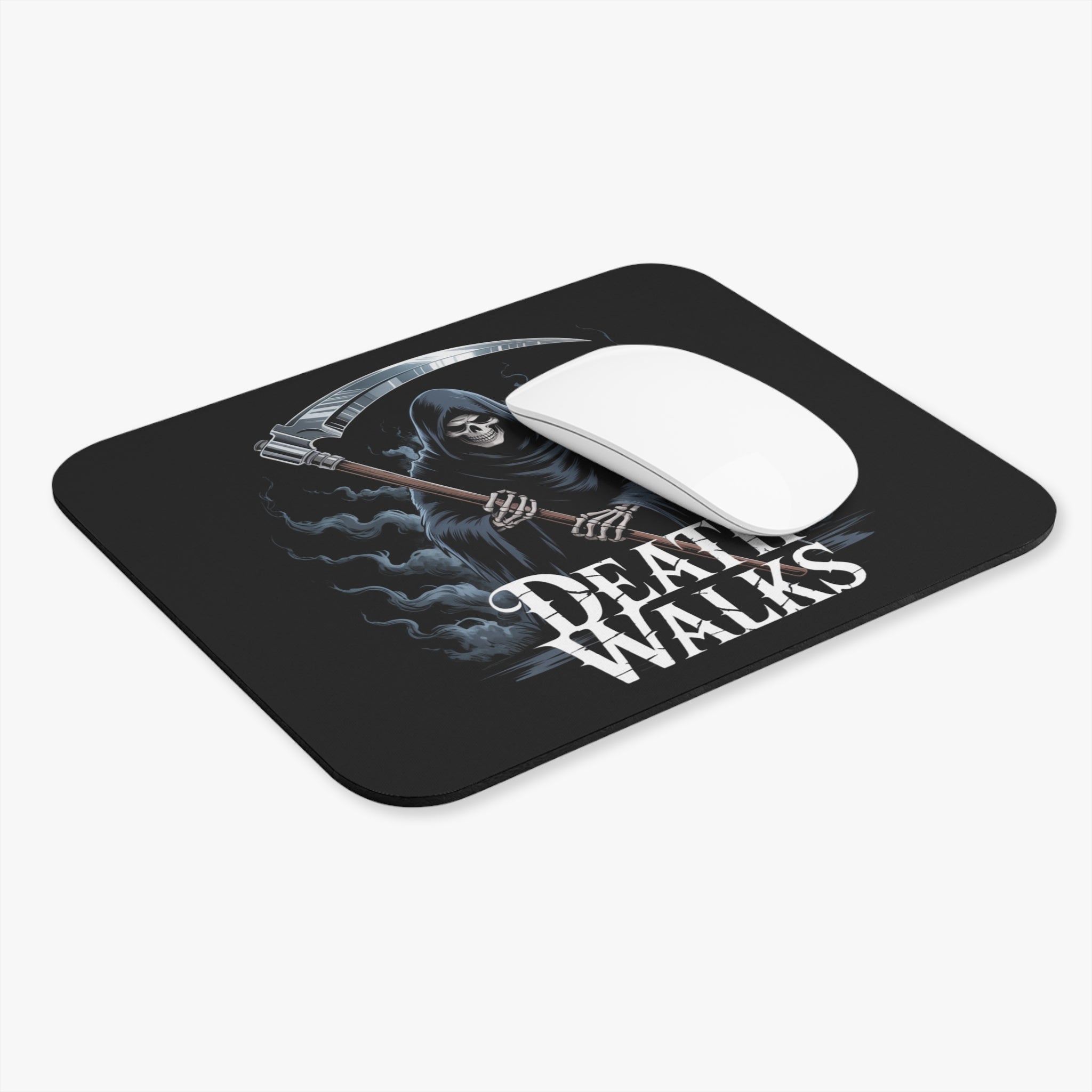 Death Walks Grim Reaper Mouse Pad — Gothic Gaming Desk Mat