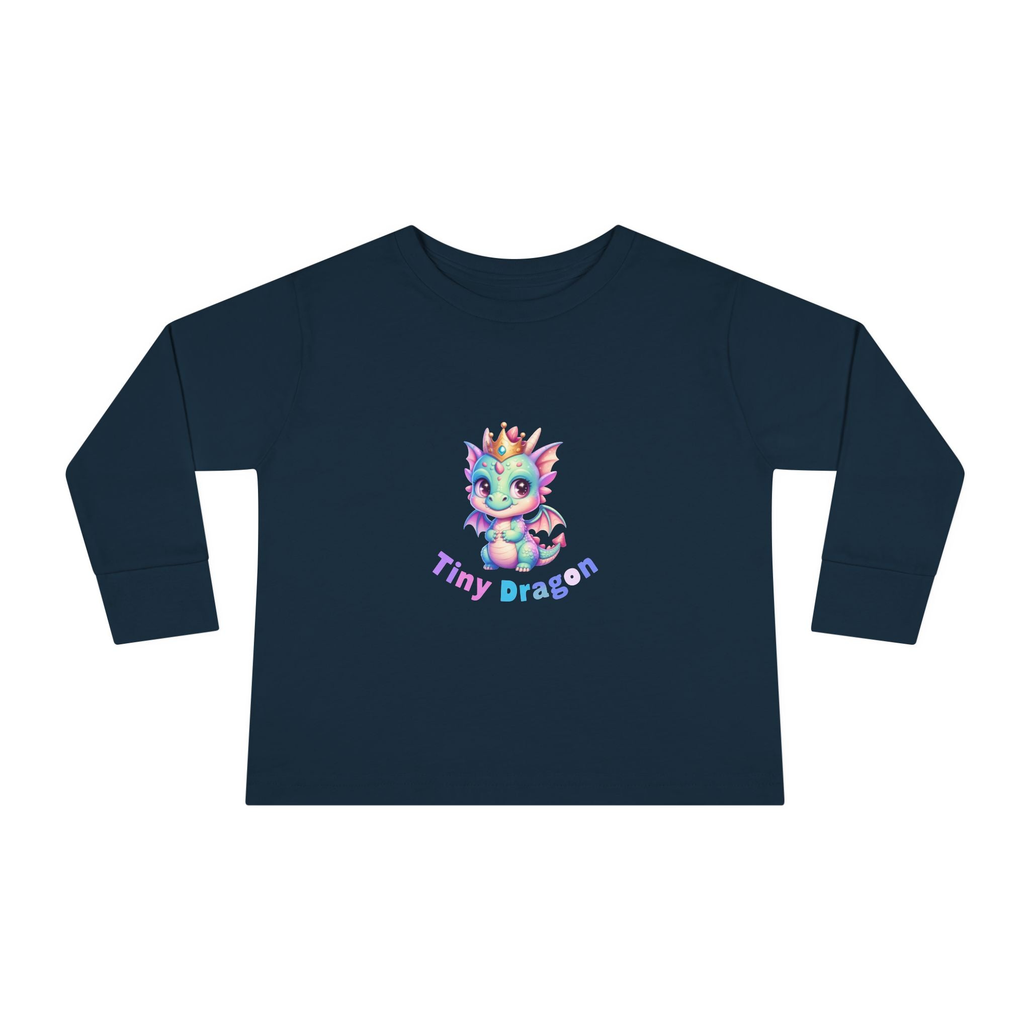 Toddler Long Sleeve Tee - "Tiny Dragon" Cute Pastel Baby Dragon Graphic