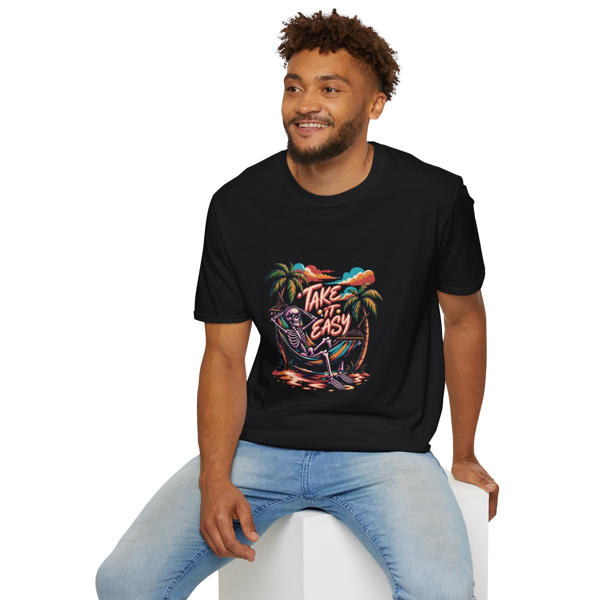 Take It Easy Beach T-Shirt — Hammock Palm Tree Vacation Tee