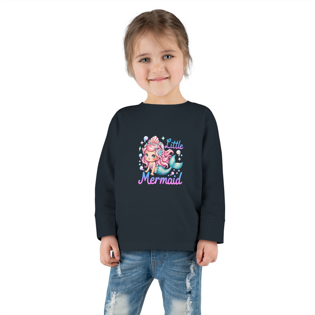 Little Mermaid Toddler Long Sleeve Tee — Cute Pink Mermaid Graphic