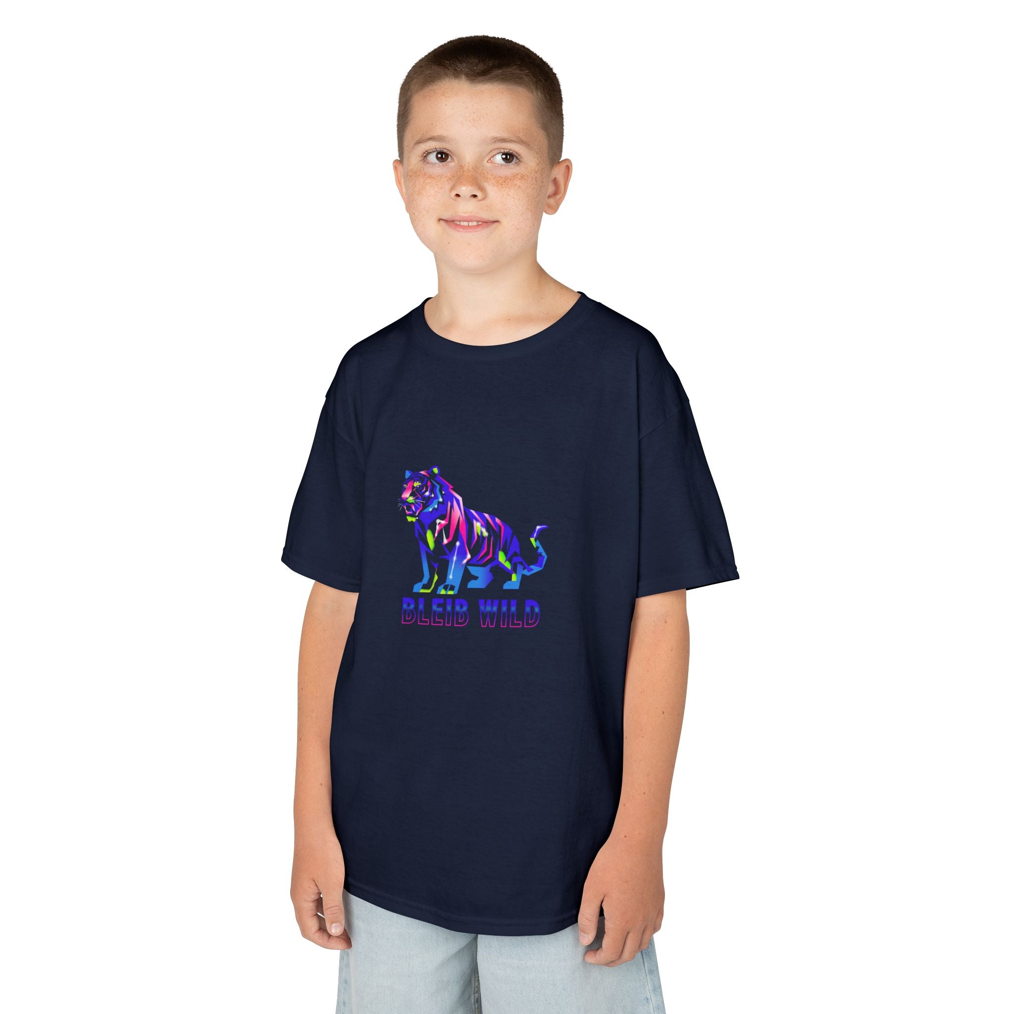 Ýouth Kids Tee — Colorful Tiger "Bleed Wild" Graphic