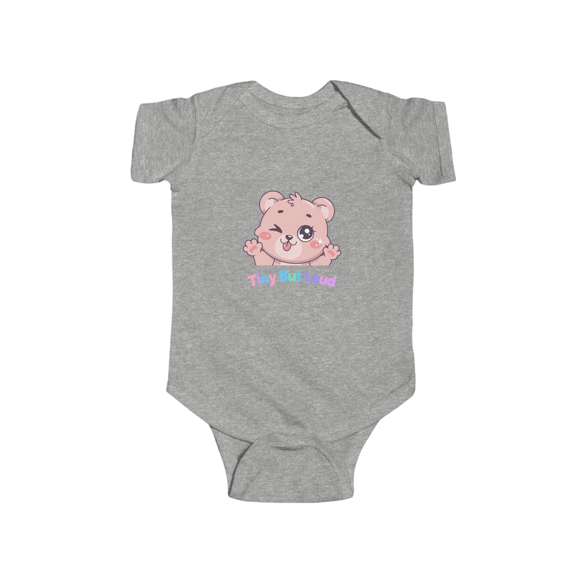 Infant Bodysuit - Cute Pink Bear "Tiny But Loud" Baby Onesie