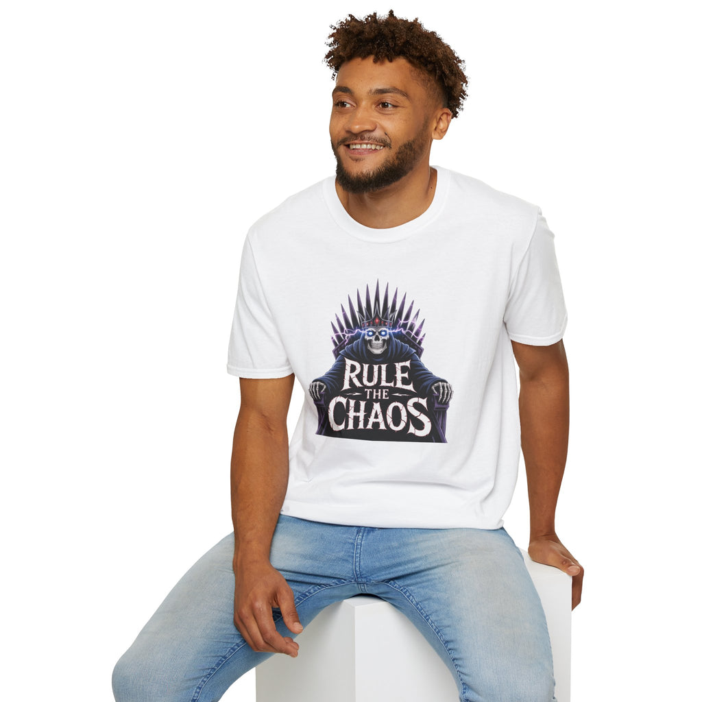Rule the Chaos T-Shirt — Gothic Skull Throne Graphic Tee