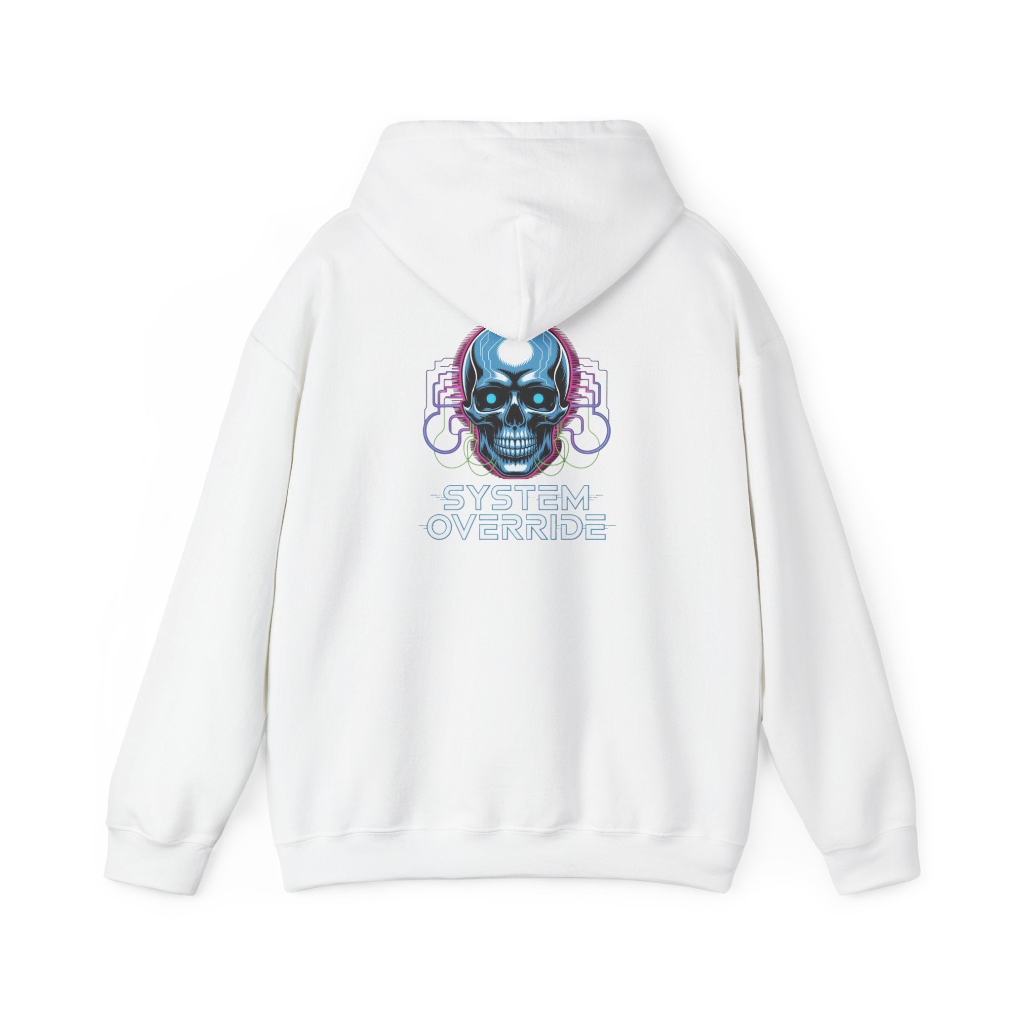 Cyber Skull Hoodie — "System Override" Retro Vaporwave Tech Skull Pullover