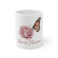 Love & Freedom Rose Butterfly Keramik Tasse - 300ml