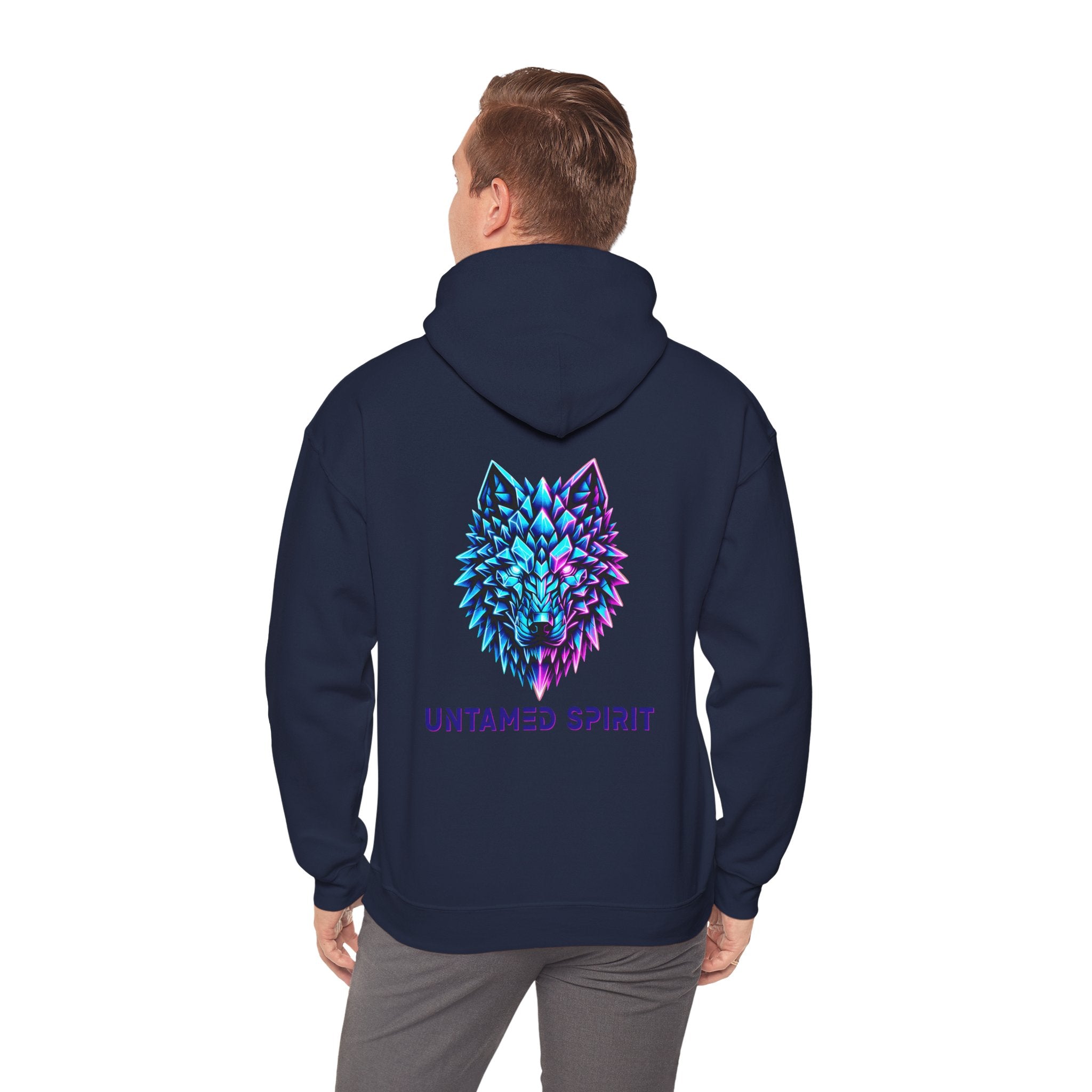 Untamed Spirit Wolf Hoodie — Neon Geometric Wolf Graphic Sweatshirt