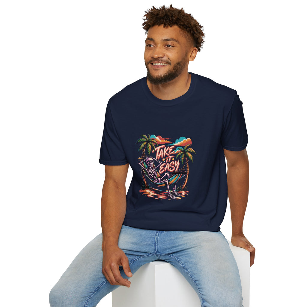 Take It Easy Beach T-Shirt — Hammock Palm Tree Vacation Tee
