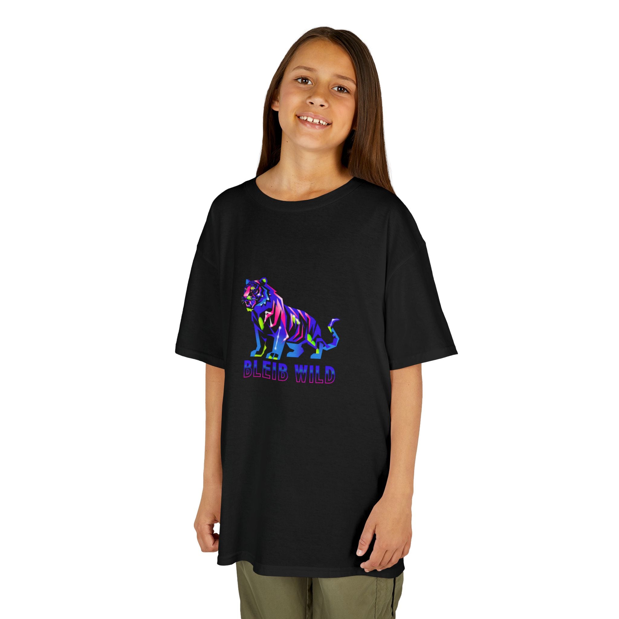 Ýouth Kids Tee — Colorful Tiger "Bleed Wild" Graphic