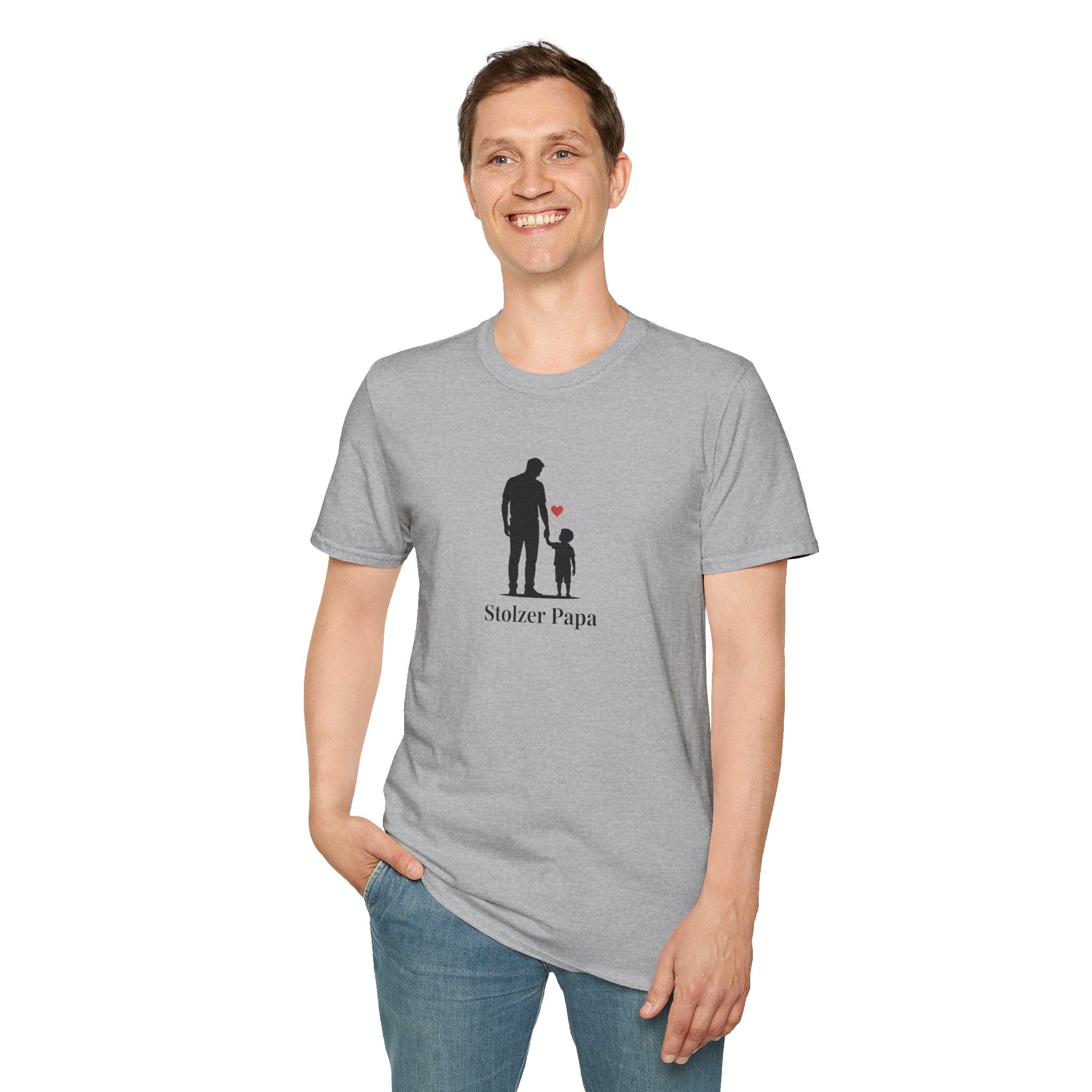 Stolzer Papa T‑Shirt — Father and Child Silhouette Dad Tee