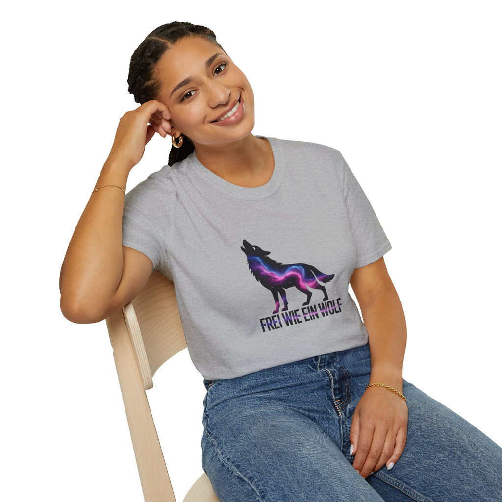 Wolf T-Shirt — 'Frei wie ein Wolf' Galaxy Silhouette Tee