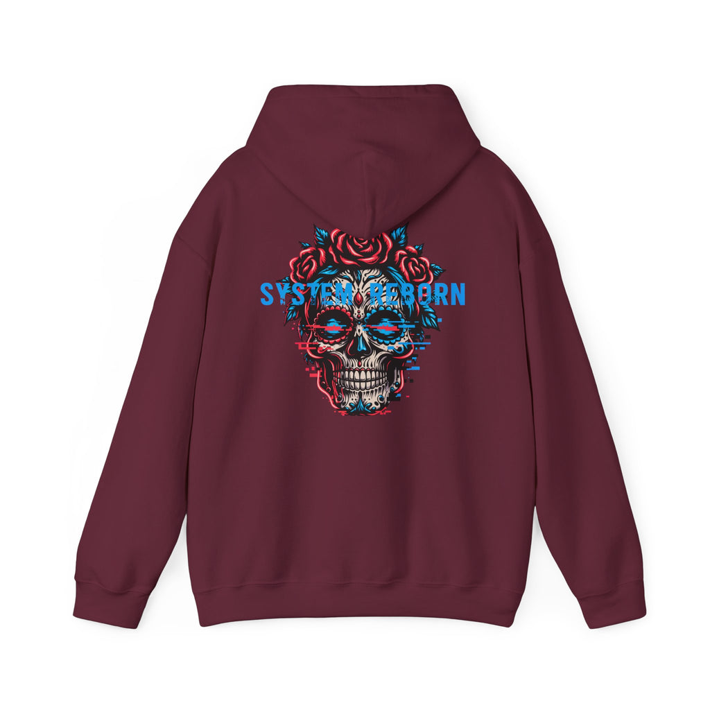 Skull & Roses Hoodie — 'System Reborn' Graphic Pullover